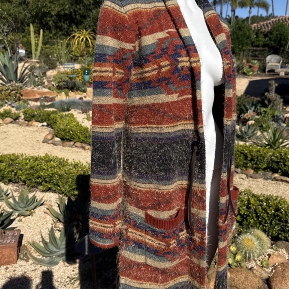 Cruel Striped Open-Front Women’s Cardigan Sweater in Rust Multi